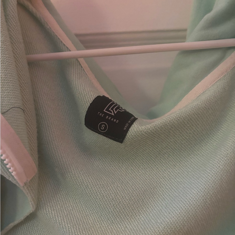 LF Light Green Cropped Hoodie with Logo Sleeves - Picture 3 of 4
